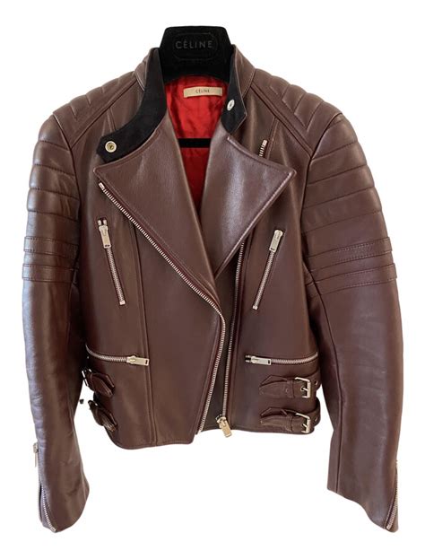 celine leather jacket burgundy|celine coats for women.